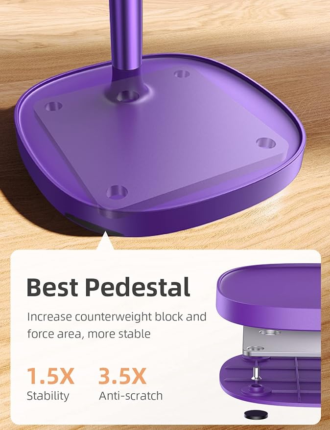LISEN Cell Phone Stand Adjustable Phone Holer for Desk, Computer Office Desk Accessories for iPhone 16 Holder Women Kitchen Essentials Fits Switch Kindle iPads Tablet 4-10in (Dark Purple)
