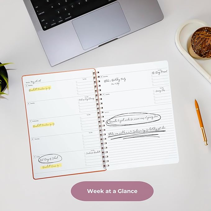 | Undated Yearly, Daily, Weekly, Monthly Planner | 8.25" x 11.75" | To Do List Notebook for Work | Simple Design | Multiple Layouts | Academic Planner and Organizer Notebook (Rust, Yearly Planner - Portrait)
