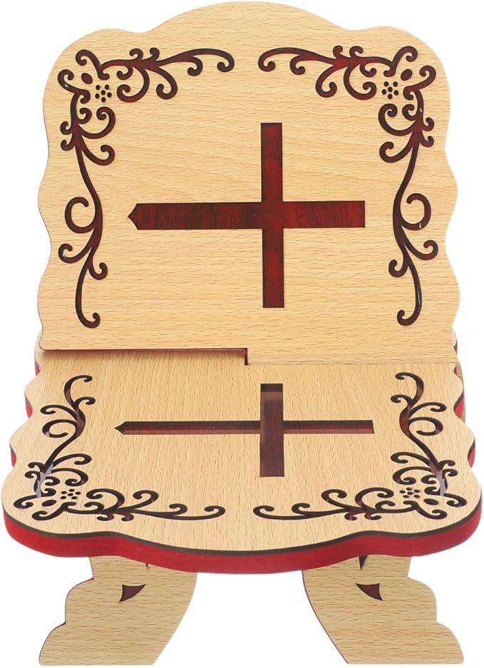 Operitacx Wooden Quran Stand, Traditional Foldable Rehal Rihal Book Holder for Reading Holy Books, Simple Prayer Display Stand for Mosque & Home Study, Religious for Eid Ramadan