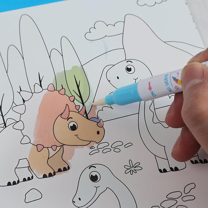 Magic Water Coloring Books for Child - Reusable Mess Free Water Reveal Art Kit with Water Pen, Travel Toys Easter Basket Stuffers for Kids Ages 3-12 Boys Girls Party Favors