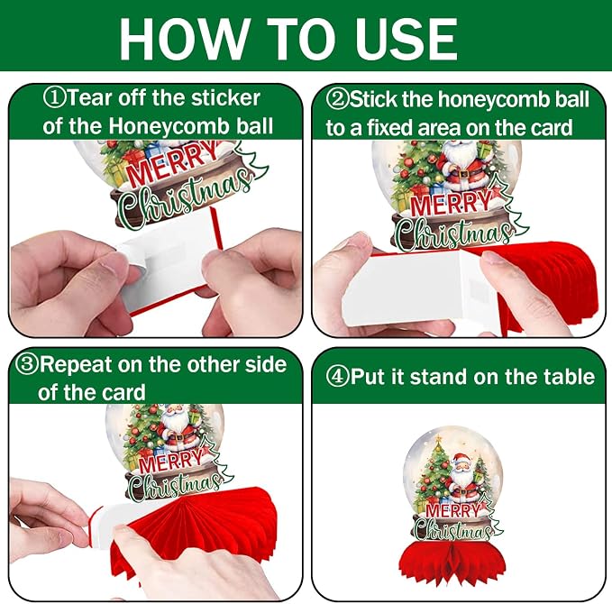 Christmas Party Centerpieces,9Pcs Christmas Honeycomb Centerpieces for Table,3D Vintage Xmas Table Decorations with Santa Claus,Christmas Tree,Snowman for Holiday Christmas Party Supplies