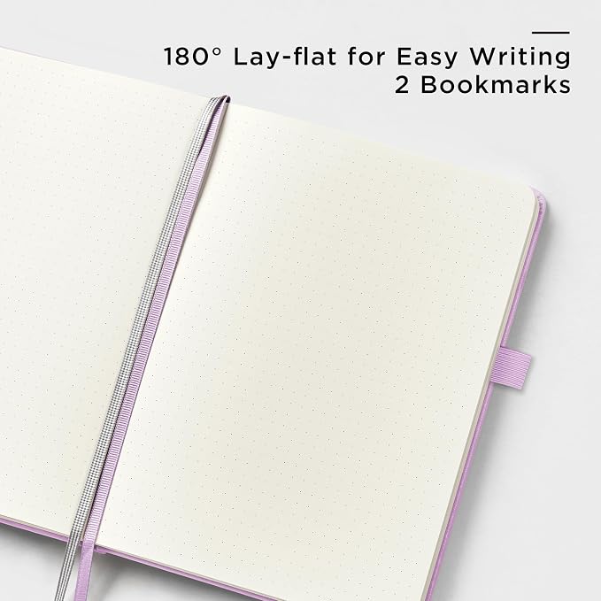 &And Per Se Dotted Journal Notebook, A5 Hardcover Dotted Notebook, 160 Pages 100GSM Thick Paper Dot Grid Journal with Fineliner Pen (Purple)