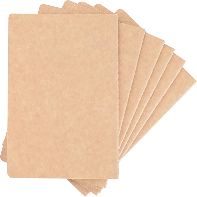 TWONE Journal, Travel Notebook Journal with Brown Soft Cover A5 Notebooks for Travelers, Work, School, Writing Note, Taking Kraft (5.5 x 8.3 Inches, 60 Lined Pages, 30 Sheets, 6-Pack)