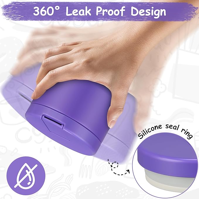 Pawtong 12oz Insulated Vacuum Food Jar with Buckle Lid Wide Mouth Soup Thermo for Hot Food Kids Leakproof Stainless Steel Lunch Container (Purple, 12OZ)
