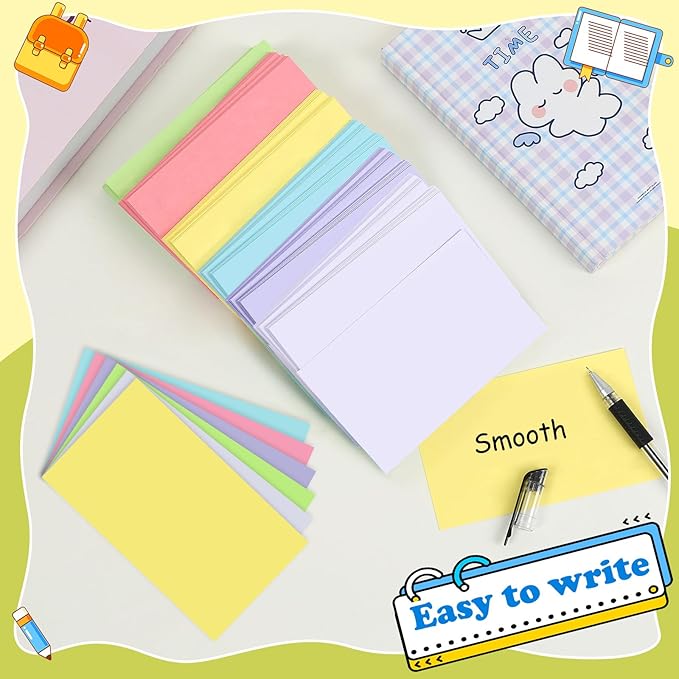 240 Count Blank Index Cards 3x5 Inch Colored Flash Cards Flashcards Heavyweight Note Cards for Studying School Office Supplies