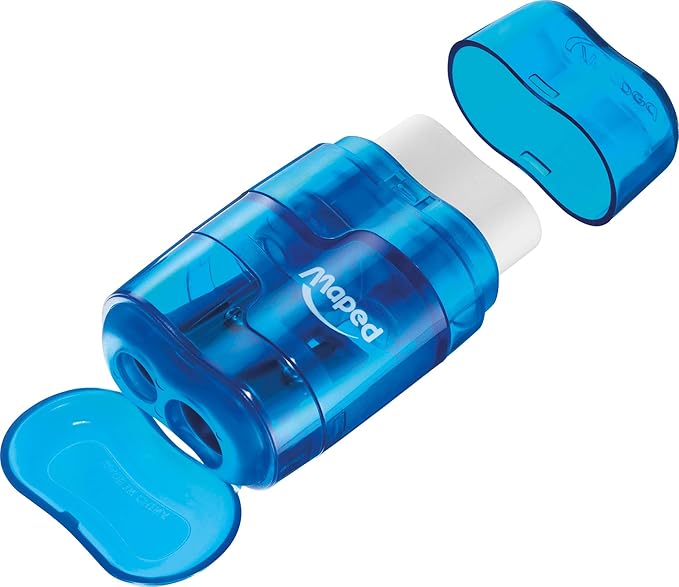 Maped Helix USA - Connect Duo 2-in-1 Pencil Sharpener and Eraser, Pack of 20 - for Schoolwork & Art - Versatile & Safe - Assorted Colors
