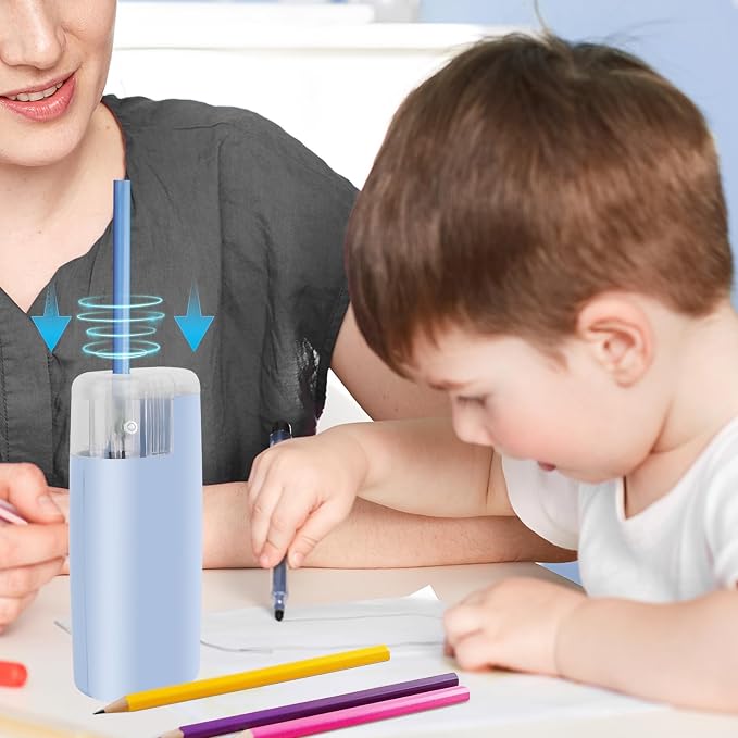 Portable Battery-Powered Electric Pencil Sharpener – Compact Design for Easy Use at Home, School, or Office – Ideal for Standard Pencils (Blue)
