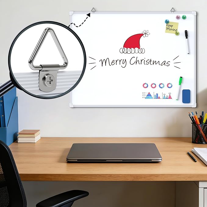 MaxGear Monthly Calendar Dry Erase Board for Wall, 24"x18" Magnetic Double-Sided White Board, Hanging Whiteboard for Planning, Drawing, Memo, to Do List, School, Home, Kitchen, Office