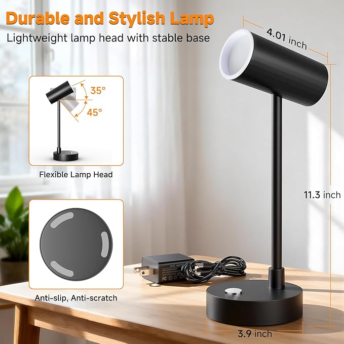 ShineTech LED Desk Lamp for Home Office, Dimmable Table Lamp with 3 Color Modes & Adjustable Brightness, USB-C Port, Touch Control, Eye-Caring Reading Lamp for Bedside, Study, Work