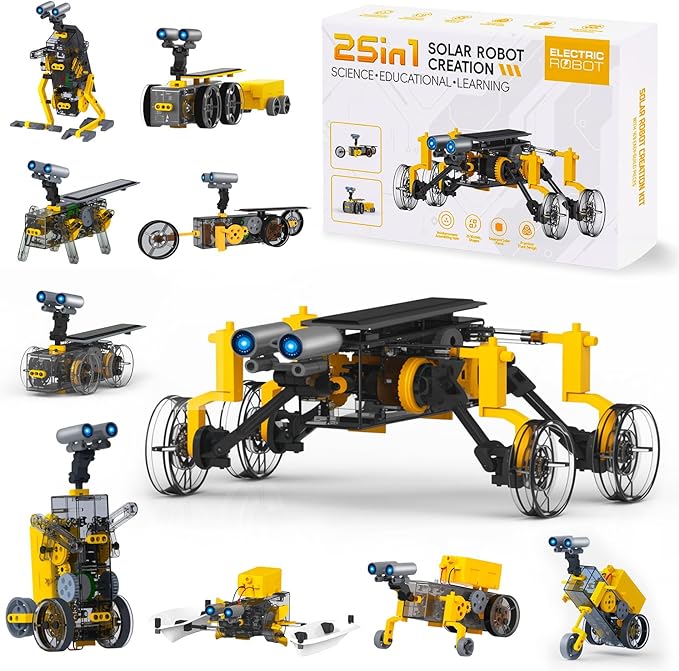 STEM 25-in-1 Education DIY Solar Power Toys for Boys Age 8-12, Science Kits Robots Toys for Ages 8-13, Building Toys Robotics Experiment Set Birthday Gifts for Kids 8 9 10 11 12 13 14+ Years Old
