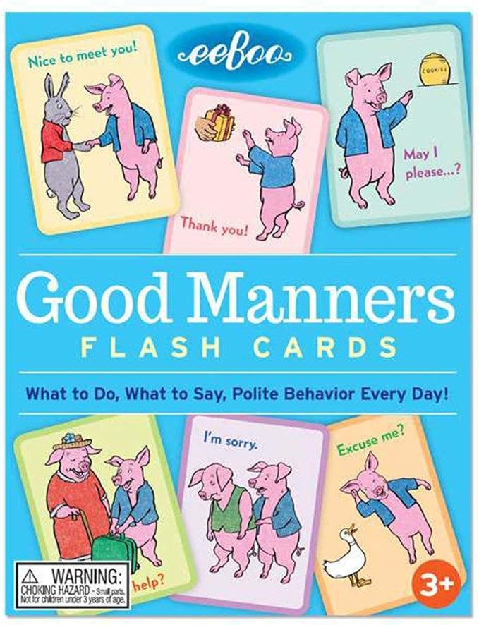 eeBoo: Good Manners - 48 Conversation Flashcards, Develops Manners Through Friendly Illustrations of Social Situations, Develop Social and Emotional Intelligence, for Ages 3 and up