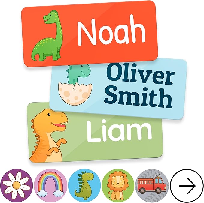 TagBuddy® Personalized Daycare Name Labels for Kids [70pcs] - Waterproof Name Stickers for School, Baby Bottles & Clothing - Custom Name Stickers - Washable Stick On Labels (1.2”x0.5”)