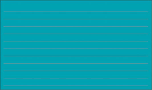 Colonial Cards: 150 Color Cardstock 3" x 5" Index Cards, Teal, Lined Landscape Format
