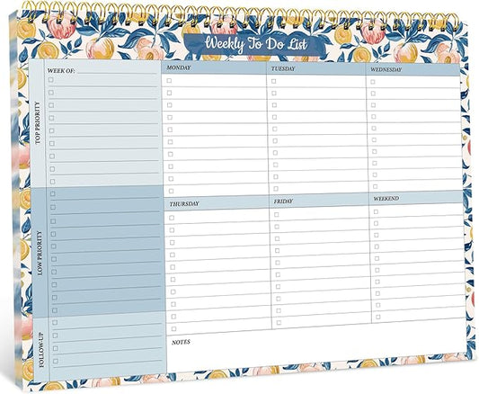 Taja Weekly To Do List Notepad with 52 Undated Sheets（8.5"×11"）- Weekly Desk Planner for Women & Man, Work and Home - 1 Pack Citrus Grove