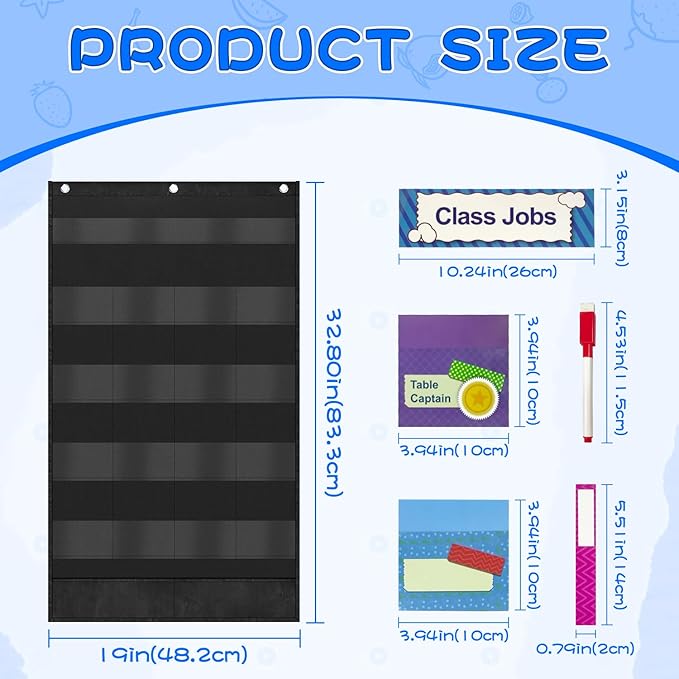 Grekos Class Jobs Pocket Chart, daily Management Educational Pocket Chart, Bulletin Board for Classroom Management, Bulletin Board for Teacher's Helper for School Must Haves Classroom Supplies