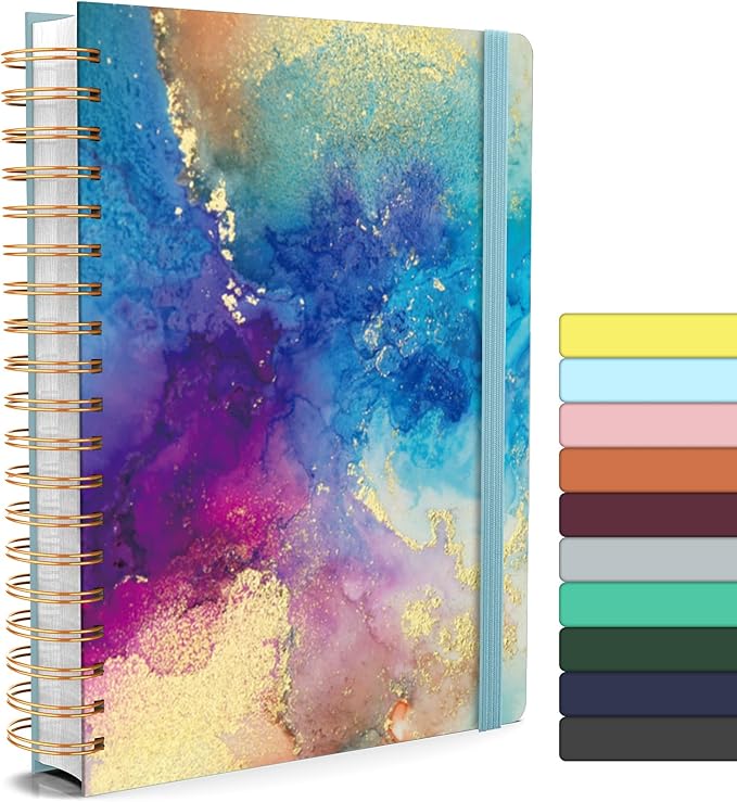 Forvencer Lined Spiral Journal Notebook with 300 Numbered Pages, B5 College Ruled Thick Journals for Writing with 100GSM Paper, Hardcover Notebooks with Contents for Work, School, Women Men, Blue