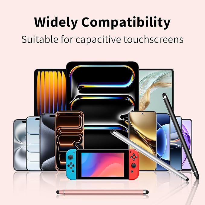 3 PCS Stylus Pen for Touchscreen,2-in-1 High Precision Stylus,Stylus Pen for iPad/iPhone/Android Tablets and Capacitive Touchscreens(Black/Silver/Rose Gold