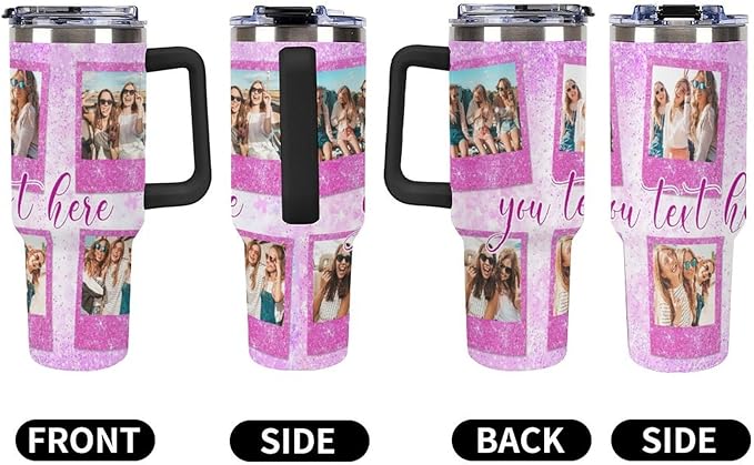 Personalized Tumbler Custom Vacuum Insulated Travel Mug Customizable Coffee Cup with Your Photos and Text Christmas Birthday Gift (40oz Design 5)