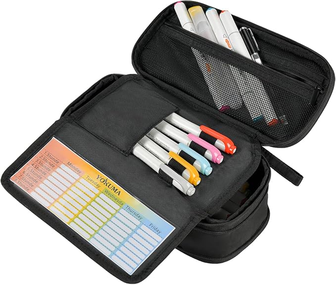 YOKUMA Pencil Case Pencil Pouch for Boys Big Capacity Pen Bag Box, Aesthetic College School Supplies for Student Teen Adults Preppy,Black