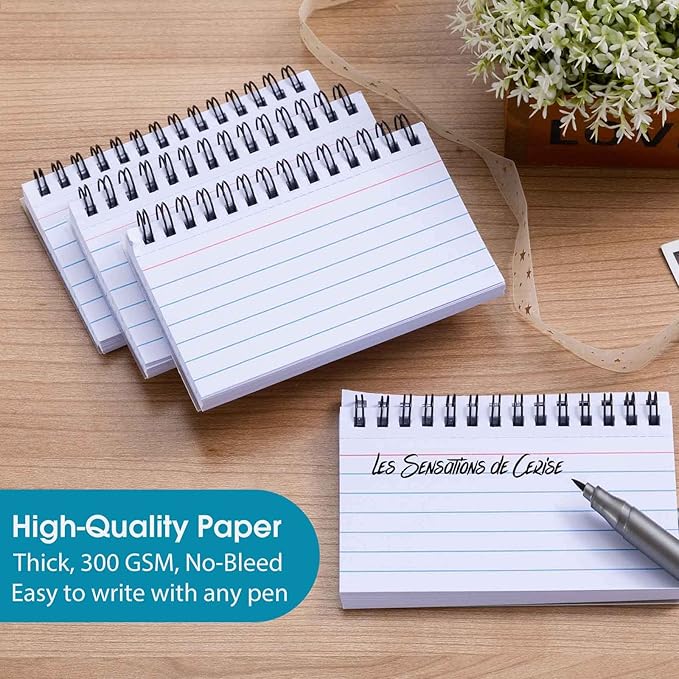 PRIMBEEKS 400 Pcs Premium Index Cards, 3 x 5 Inch White Learning Card, Double-sided Available Note Cards, White Paper Ring Index Card Note Taking Paper for Studying, School, Memory