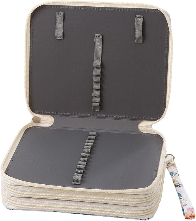 72 Slots Pencil Case Organizer w/Removal Handle Strap | 3-Layer Zipped Pencils Box Large for Colored Pencils Watercolor Pencils for Office and Travel for Artist
