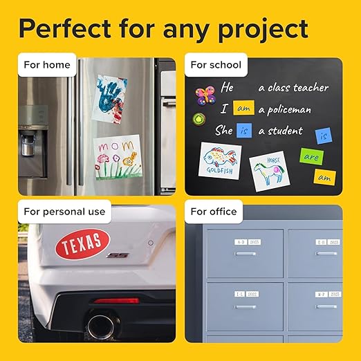 Strong Self-Stick Adhesive Magnetic Sheets 10 Pcs (2x3.5"/5x9cm) – Customizable Magnetic Paper for Photo, Magnet Stickers, Labels, Crafts; for Fridge, Lockers, Whiteboards, Office, Projects