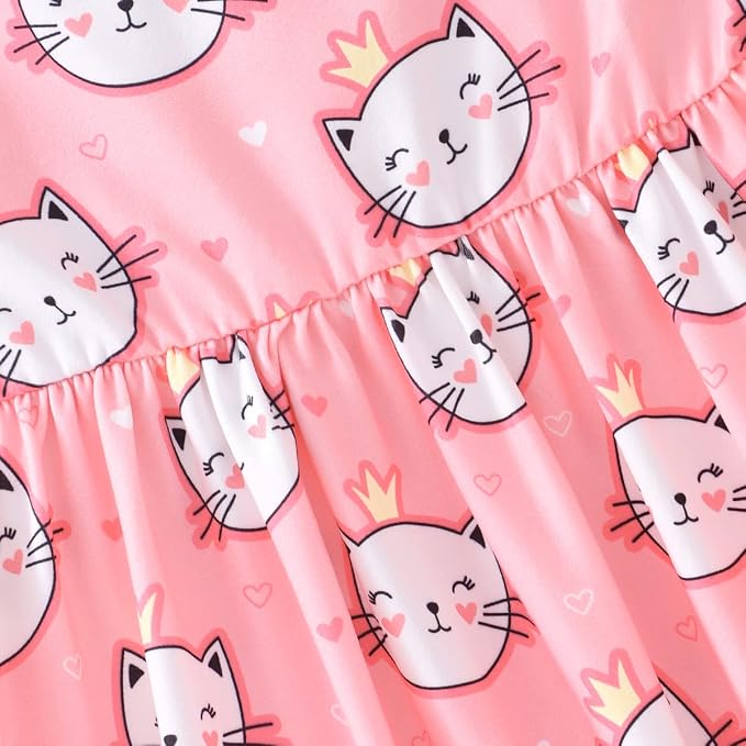 Popshion Girls Dresses Flutter Sleeve Swing Sundress Toddler Summer Clothes Kid Birthday Party Sleeveless Dress 1-8 Years Old