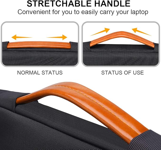 Lacdo 360° Protective 14 Inch Laptop Sleeve Case for HP Lenovo Dell ASUS Acer Chromebook 14 / HP Stream 14 / Dell Inspiron 14 / Lenovo IdeaPad 14 / Acer Spin 3 / ASUS ZenBook 14 Computer Bag, Black