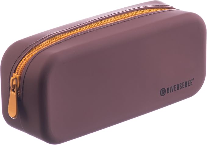 DIVERSEBEE Soft Silicone Pencil Case, Pencil Pouch with Zipper (Grape) | Aesthetic Pen Bag for School, Bible Study Journaling Supplies and Accessories, Cute Pencil Organizer