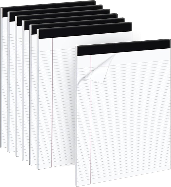 KitchenDine Office Legal Pads | Note Pads For Work | Memo Pads | 8.5 x 11 inches Lined Paper Pad | Narrow Rule 50 Sheets Pads | Set of 6 White Writing pads for Home, School, Teachers, Businesses