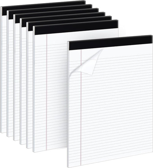 KitchenDine Office Legal Pads | Note Pads For Work | Memo Pads | 8.5 x 11 inches Lined Paper Pad | Narrow Rule 50 Sheets Pads | Set of 6 White Writing pads for Home, School, Teachers, Businesses