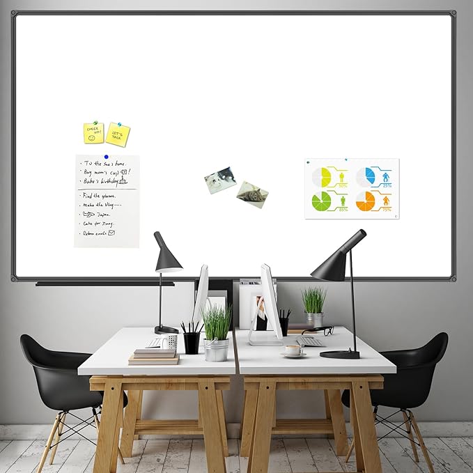JILoffice Dry Erase Board 96 x 48 inches, Large Magnetic 4" x 8" Whiteboard for wall, Black Aluminum Frame Wall Mounted Board for Office Home and School