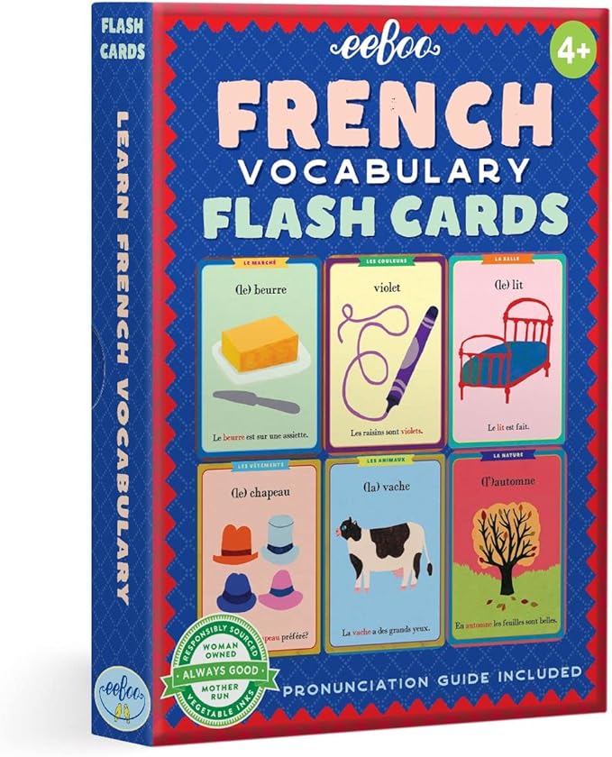 eeBoo: French Vocabulary Flash Cards, Learn French, Imaginative Problem Solving, Educational Games that Cultivates Conversation, Socialization, and Skill-Building, Perfect for Ages 4 and up