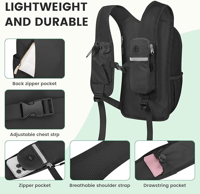 Small Hiking Backpack 15L- Lightweight Packable Foldable Backpack for Travel Camping Outdoor Commute, Compact Rucksack for Women Men(Black)