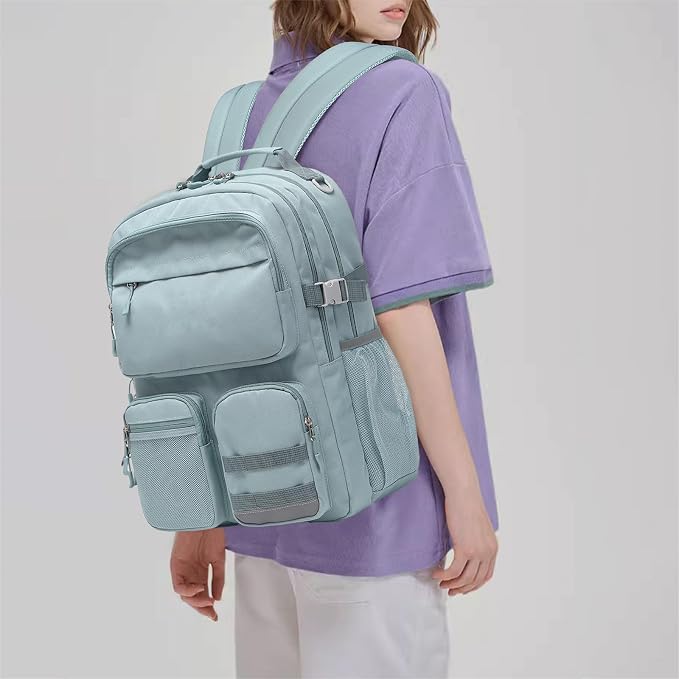 Lohol Water Resistant Backpack with Multifunctional Pockets for Teens, Durable Bookbag fits 15.6 inch Laptop for School Travel College, 25L (Blue)