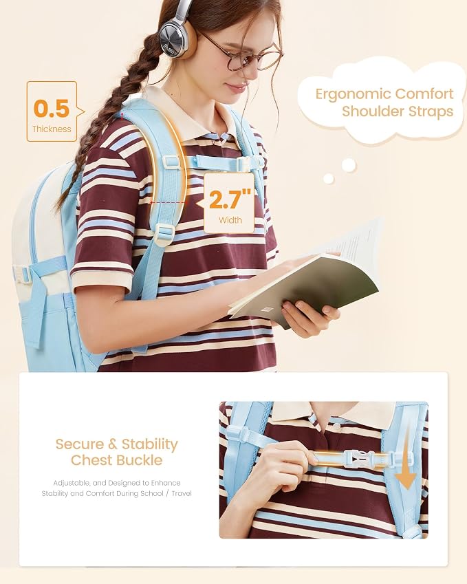 LOVEVOOK School Backpack for Teen Girl, Cute Student Bookbag Fits 15.6 Inch Laptop, Back to School Backpack Purse for Teenagers, Casual Daypack Kid Back Pack Travel Bag, Gift