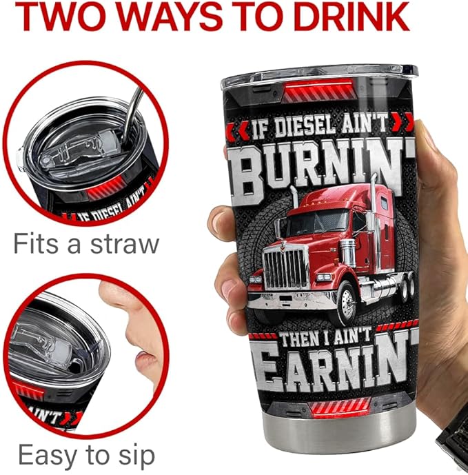SANDJEST Truck Driver Tumbler 20oz Stainless Steel Insulated Travel Mug Cup for Men Dad Husband Trucker Gifts for Birthday Christmas Fathers Day