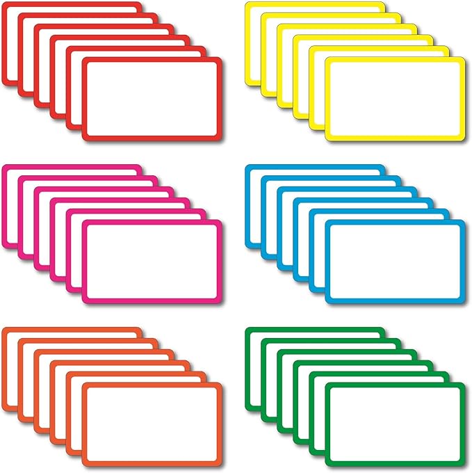 IMAGAME 36 Pack Magnetic Dry Erase Labels - Magnetic Blank Cards with Color Borders, Reusable Magnetic Name Tags - Dry Erase Labels for Home, Office, Classroom - 3 x 5 Inches
