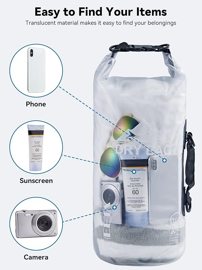 HEETA Dry Bag Waterproof Backpack with Phone Case 5L/10L/20L/30L/40L | Roll Top Lightweight Dry Storage Bag for Women Men, Travel Boating Kayaking Paddle Board Camping Beach Essentials Accessories