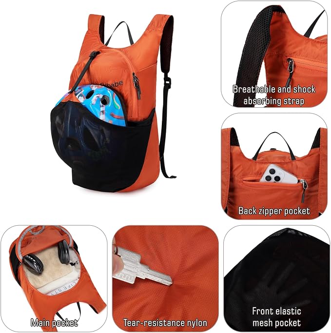 Ultra Lightweight Foldable Backpack,Water Resistant Small Packable Hiking Daypack Outdoor Camping Travel Bag