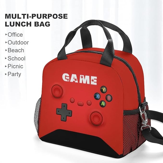Insulated Lunch Box for Boys Girls, Game Lunch Bag for School Work Office Travel Picnic Hiking Beach, Waterproof Leakproof Portable Fits Most Bento Boxes