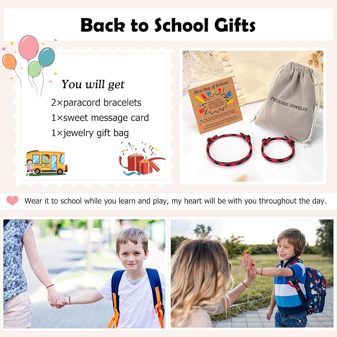 PINKDODO First Day of School Bracelet Back to School Gifts Mommy and Me Bracelets Mother Son Bracelet