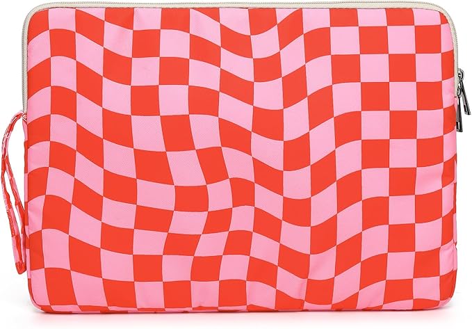 Laptop Sleeve 13.3 inch14 Inch, 15.6inchWater Resistant Traveling Computer Cover with Handle, Shockproof Protective Carrying Laptop Case (Y8-Pink Checker, 15 inch-15.6 inch)