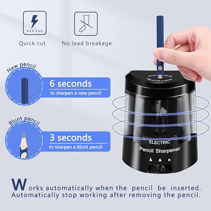 Electric Pencil Sharpener, Battery (Not Included) USB Powered 1609-B-S003