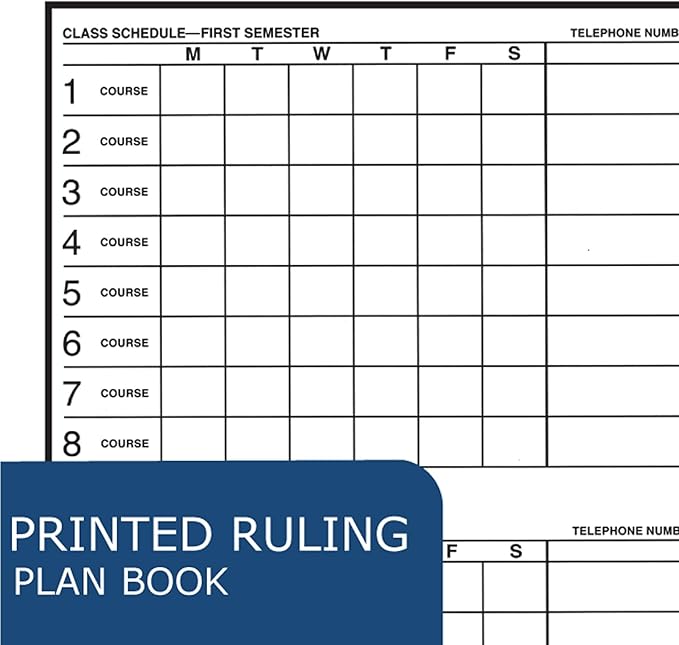 Roaring Spring Student Plan Book, 40-Weeks: Six-Subject Day, Blue/White Cover, (100) 11 x 8.5 Sheets