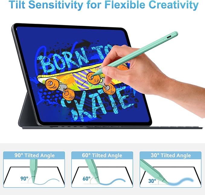 Stylus Pen for iPad Apple: Fast Charge for iPad Pencil Apple Pen with Palm Rejection Tilt Sensitivity - Pen for i-Pad 10/9/8/7/6, i-Pad Pro 12.9"/11"/13" M4, iPad mini 6/5, iPad Air 5/4/3/M2 Green
