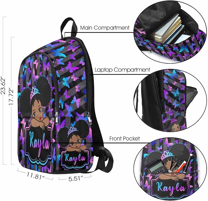 Personalized Butterfly Backpack Girls, Boys Kids Custom Floral School Backpack with Name Text Customized Kindergarten Elementary Daypack Schoolbag for Student Bookbag