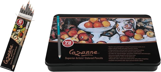 Cezanne Premium Colored Pencil Set With 6pk Colorless Blenders - Soft Wax Core Colored Pencils for Drawing, Blending, Coloring, Professional Artists & More! - 72-Count
