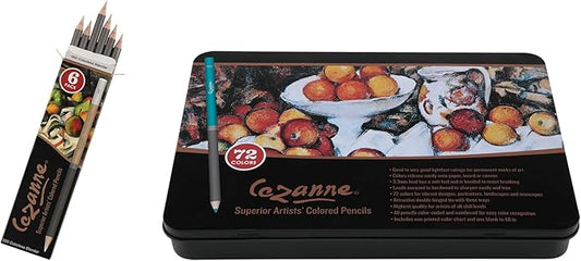 Cezanne Premium Colored Pencil Set With 6pk Colorless Blenders - Soft Wax Core Colored Pencils for Drawing, Blending, Coloring, Professional Artists & More! - 72-Count