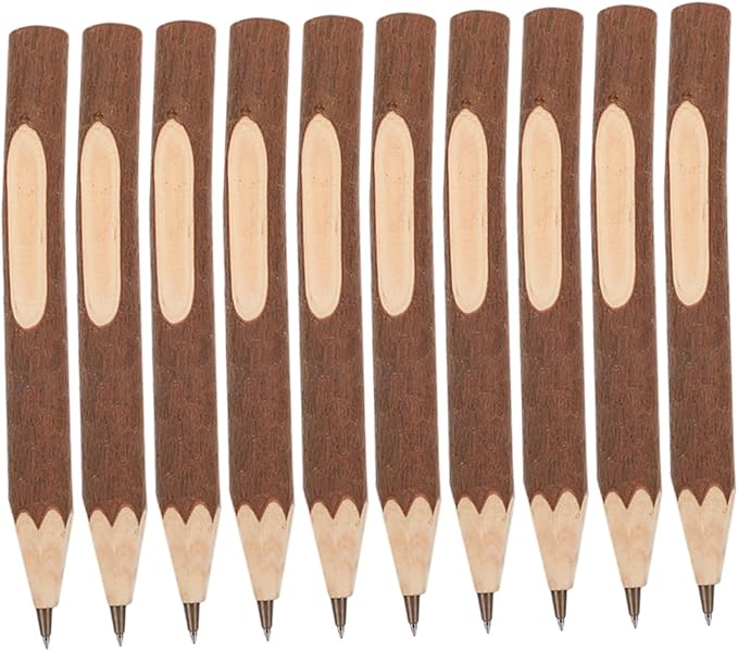 Healifty Natural Tree Branch Wooden Ballpoint Pens 13cm, Biodegradable Eco-friendly Writing Pens, Lightweight Comfortable Grip for Home and Office Use, 10pcs